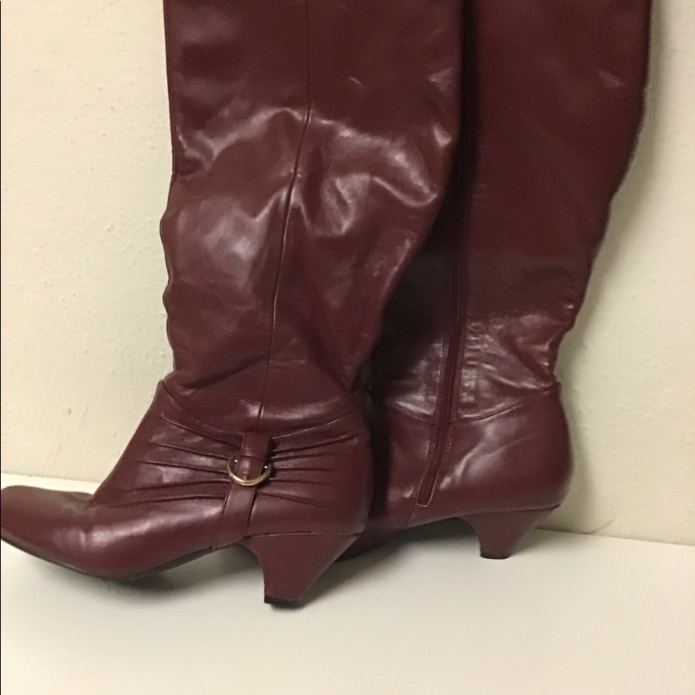 Burgundy, wide calf, knee-high boots-9
